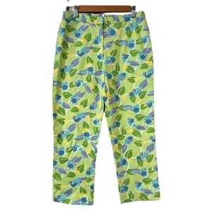 Lilly Pulitzer White Label Pastel Green Tropical Parrot Cropped Pants 6
